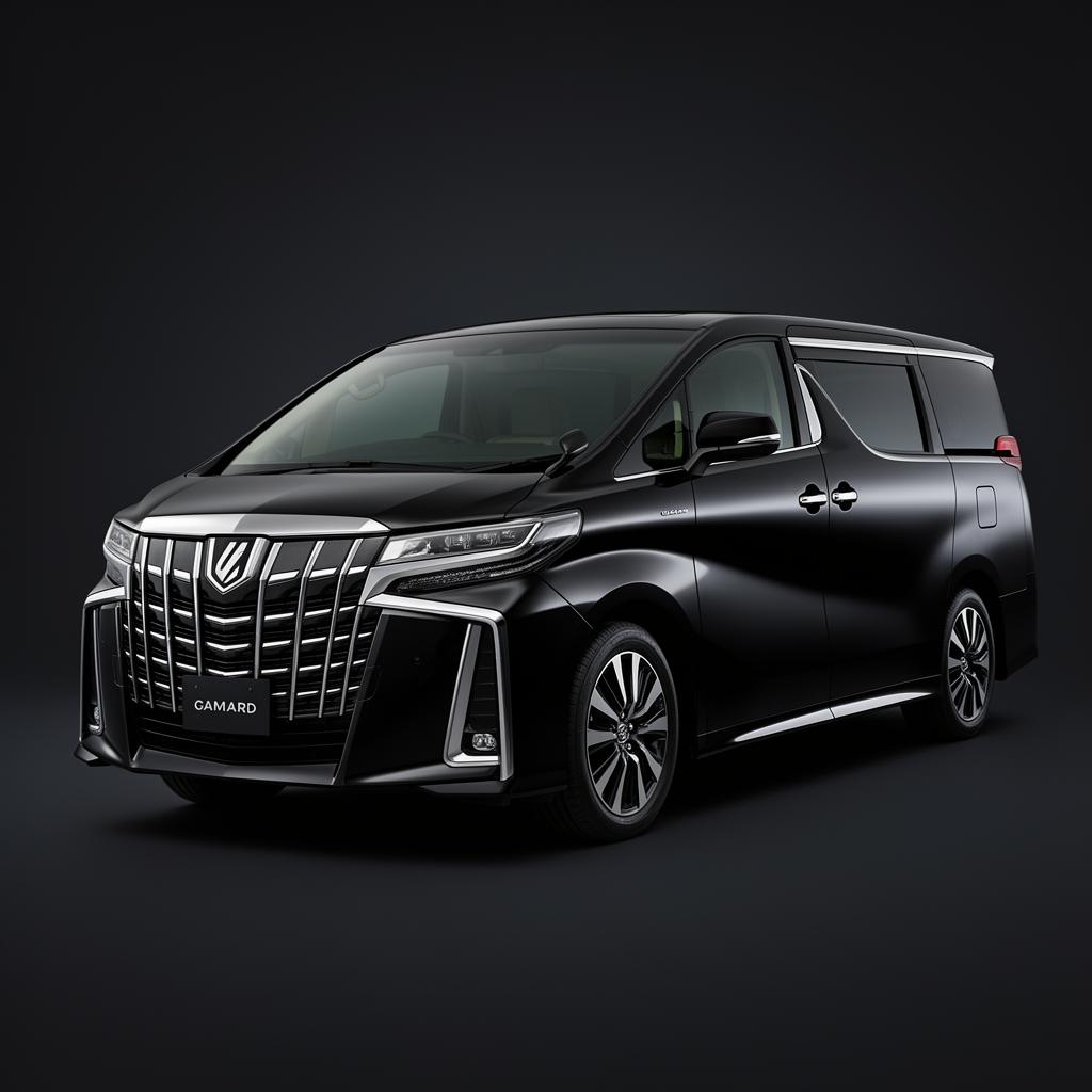 Black Toyota Alphard Executive Lounge in studio lighting