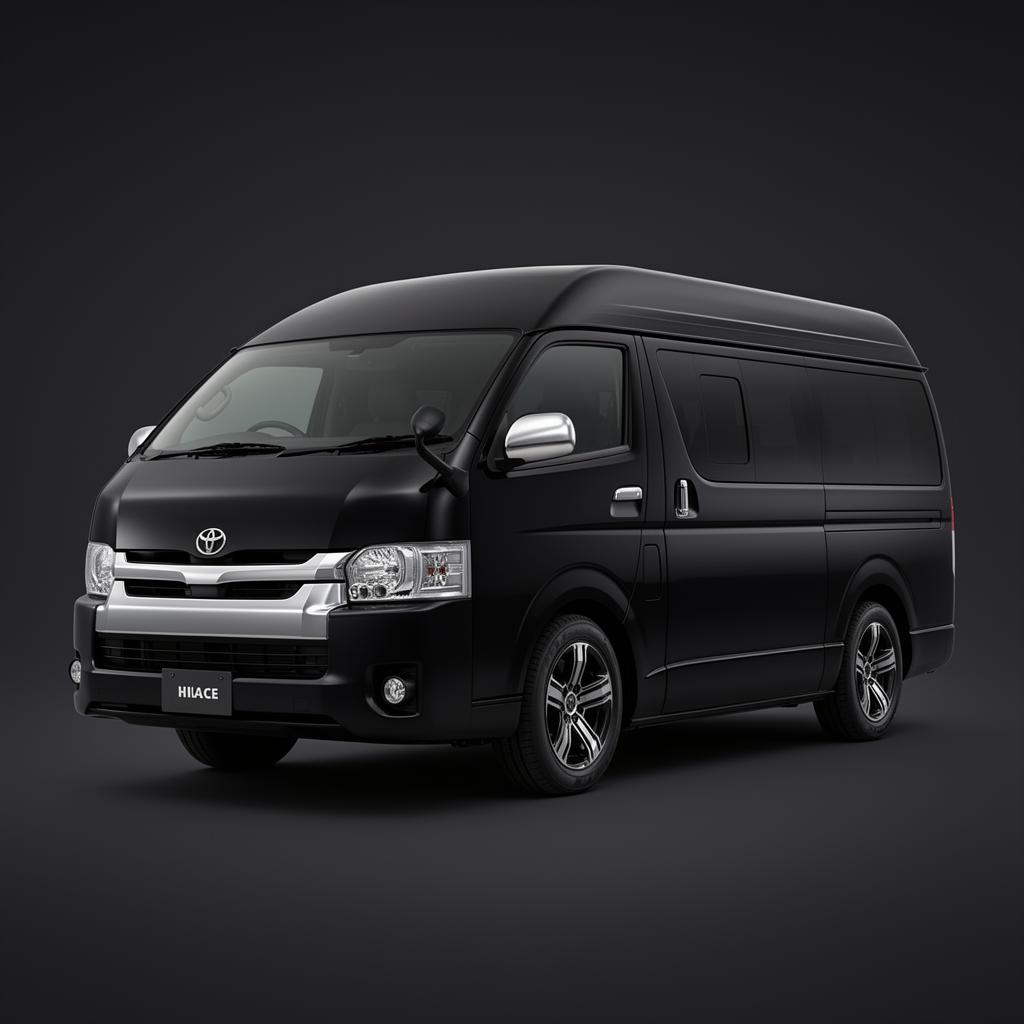 Black Toyota HiAce Grand Cabin in studio lighting